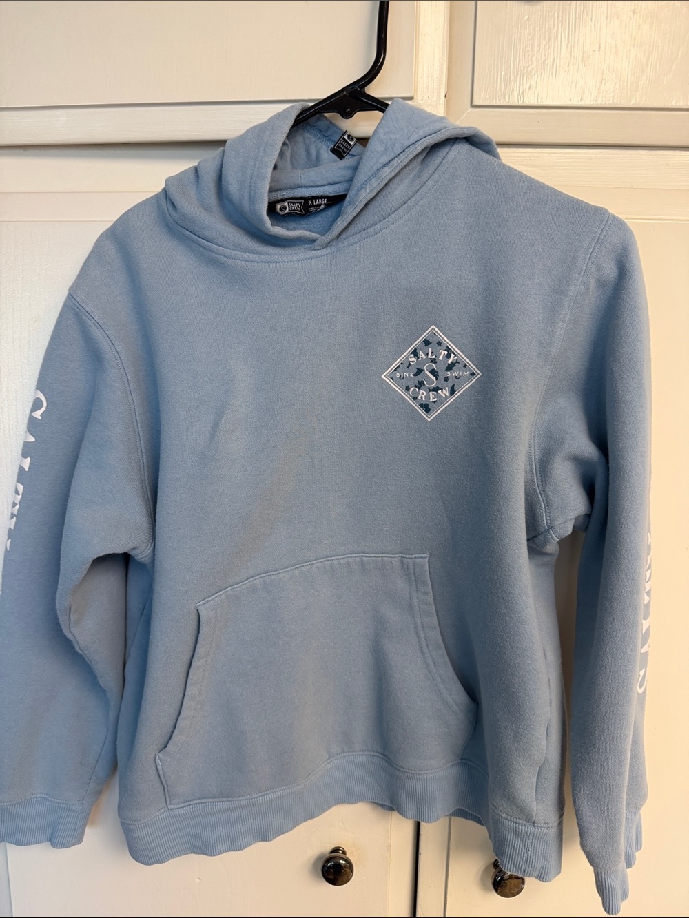 Salty Crew Light Blue Kids Hoodie with Chest Diamond Logo